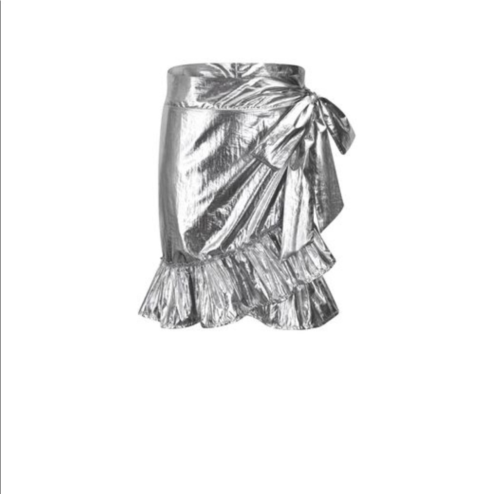 Silver Metallic Wrap Skirt